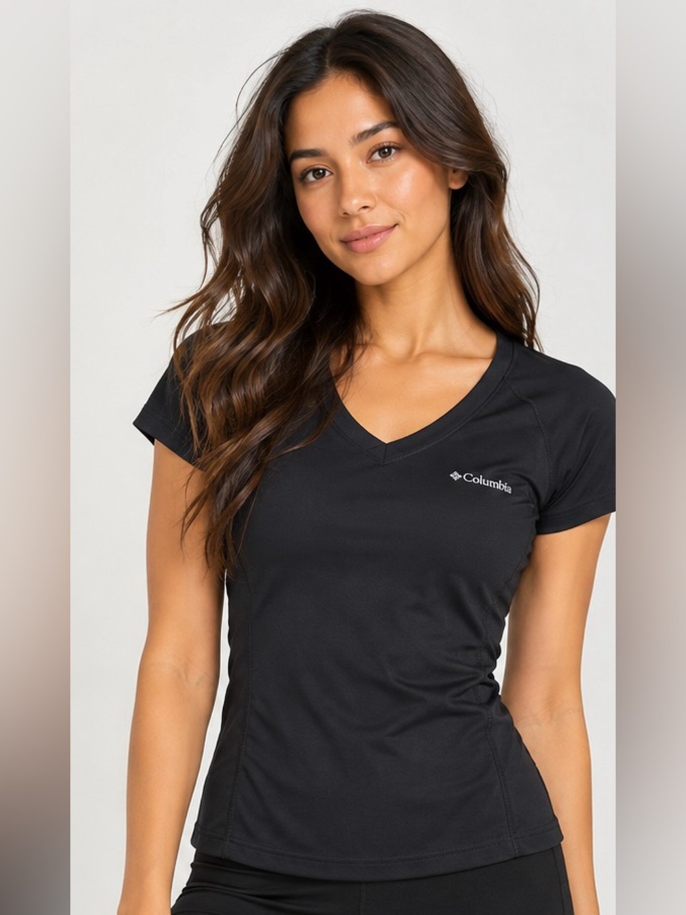 Columbia Black V-Neck Athletic Shirt — Size M (Logo Faded, See Photos)